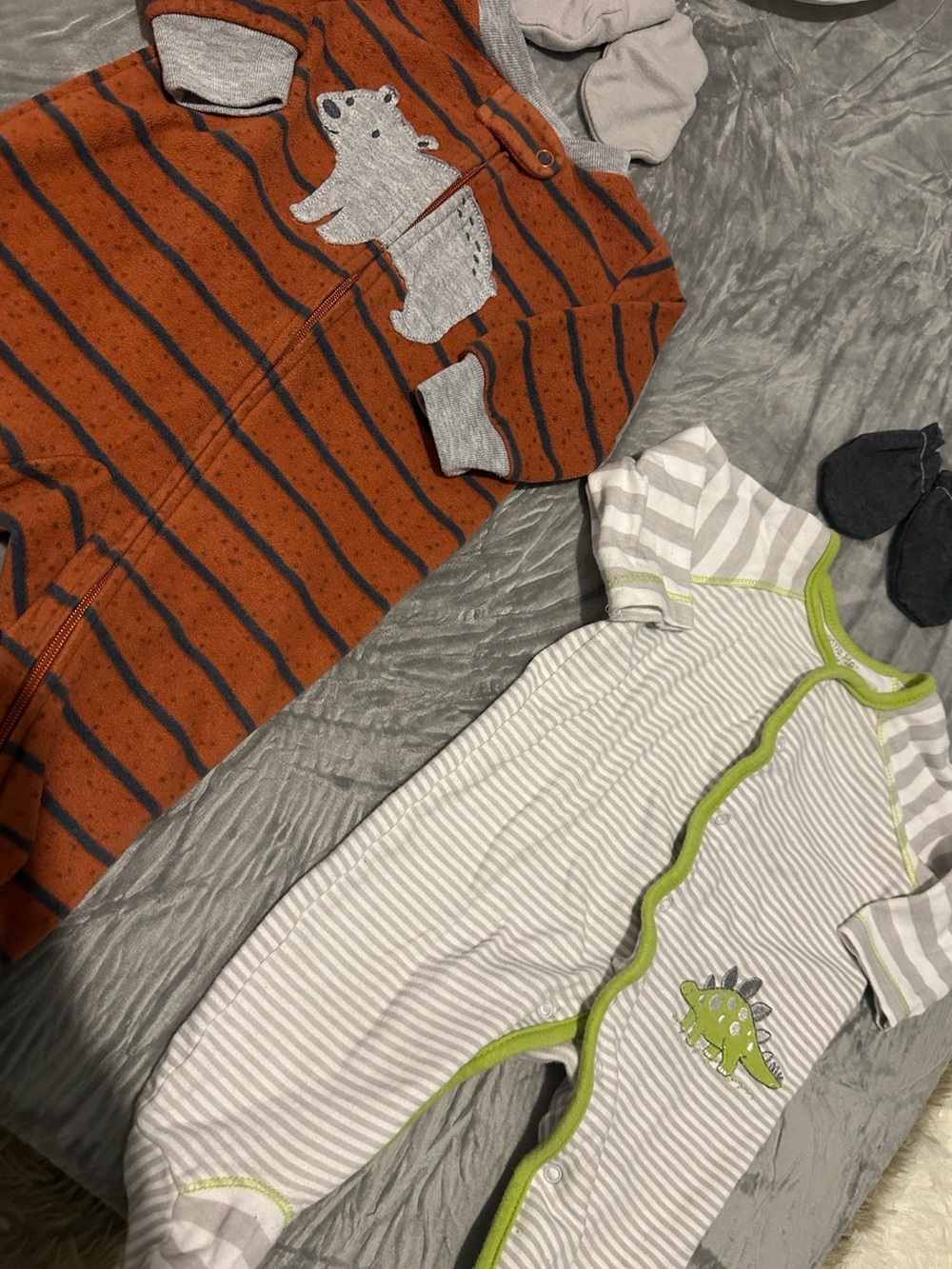 5/$25 fleece and cotton footie bundle w mittens